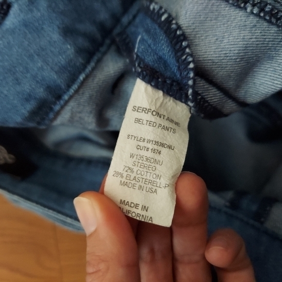 Serfonaine belted jeans flare 70s style made in U.S.A. stretch denim size 25 - Picture 6 of 9